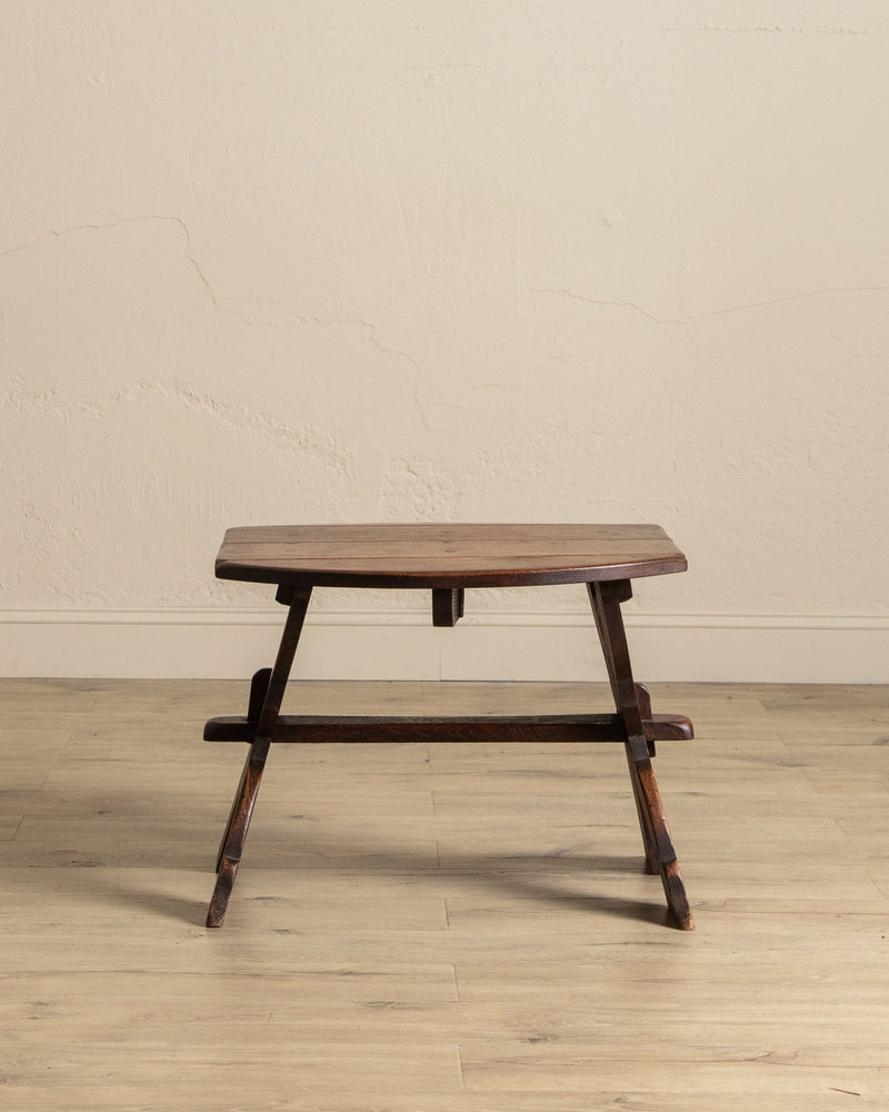 Brutalist Mortis & Tenon Drop Leaf End Table, France, 1940's - Lone Fox