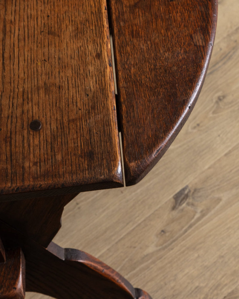 Brutalist Mortis & Tenon Drop Leaf End Table, France, 1940's - Lone Fox