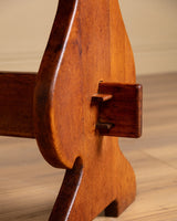 Brutalist Oak 63" Trestle Dining Table, France, 1960's - Lone Fox