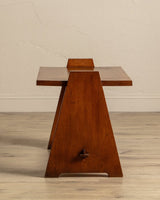 Brutalist Oak Accent Table w/ Mortis & Tenon Joinery, France, 1950's - Lone Fox