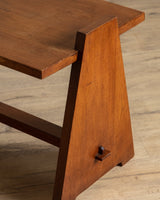 Brutalist Oak Accent Table w/ Mortis & Tenon Joinery, France, 1950's - Lone Fox