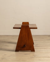 Brutalist Oak Accent Table w/ Mortis & Tenon Joinery, France, 1950's - Lone Fox