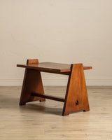 Brutalist Oak Accent Table w/ Mortis & Tenon Joinery, France, 1950's - Lone Fox
