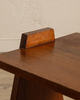 Brutalist Oak Accent Table w/ Mortis & Tenon Joinery, France, 1950's - Lone Fox