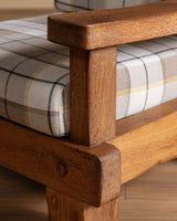Brutalist Oak Armchairs in New Hampshire Plaid, Netherlands, 1970's (2 available) - Lone Fox