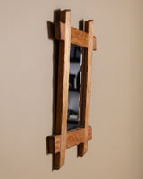 Brutalist Oak Cross Corner Frame Mirror 1, France, 1980s - Lone Fox