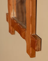 Brutalist Oak Cross Corner Frame Mirror 2, France, 1980s - Lone Fox