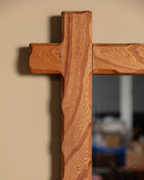 Brutalist Oak Cross Corner Frame Mirror 2, France, 1980s - Lone Fox