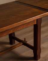 Brutalist Oak Dining Table w/ Two Leaves, France, 1960 - Lone Fox