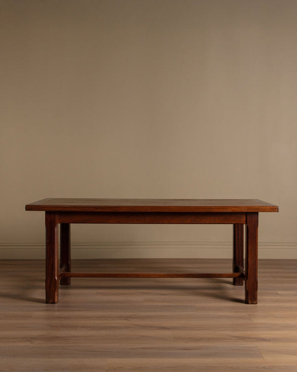 Brutalist Oak Dining Table w/ Two Leaves, France, 1960 - Lone Fox