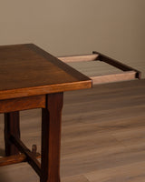 Brutalist Oak Dining Table w/ Two Leaves, France, 1960 - Lone Fox