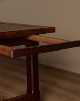 Brutalist Oak Dining Table w/ Two Leaves, France, 1960 - Lone Fox