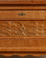 Brutalist Oak Executive Desk w/ Wavy Apron by Henry Kjaernulf, Denmark, 1960s - Lone Fox