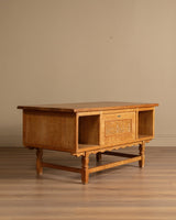Brutalist Oak Executive Desk w/ Wavy Apron by Henry Kjaernulf, Denmark, 1960s - Lone Fox