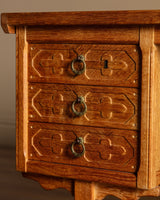 Brutalist Oak Executive Desk w/ Wavy Apron by Henry Kjaernulf, Denmark, 1960's - Lone Fox