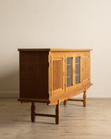 Brutalist Oak & Glass Front Sideboard by Henning Kjaernulf, Denmark, 1970's - Lone Fox