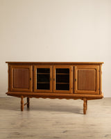 Brutalist Oak & Glass Front Sideboard by Henning Kjaernulf, Denmark, 1970's - Lone Fox