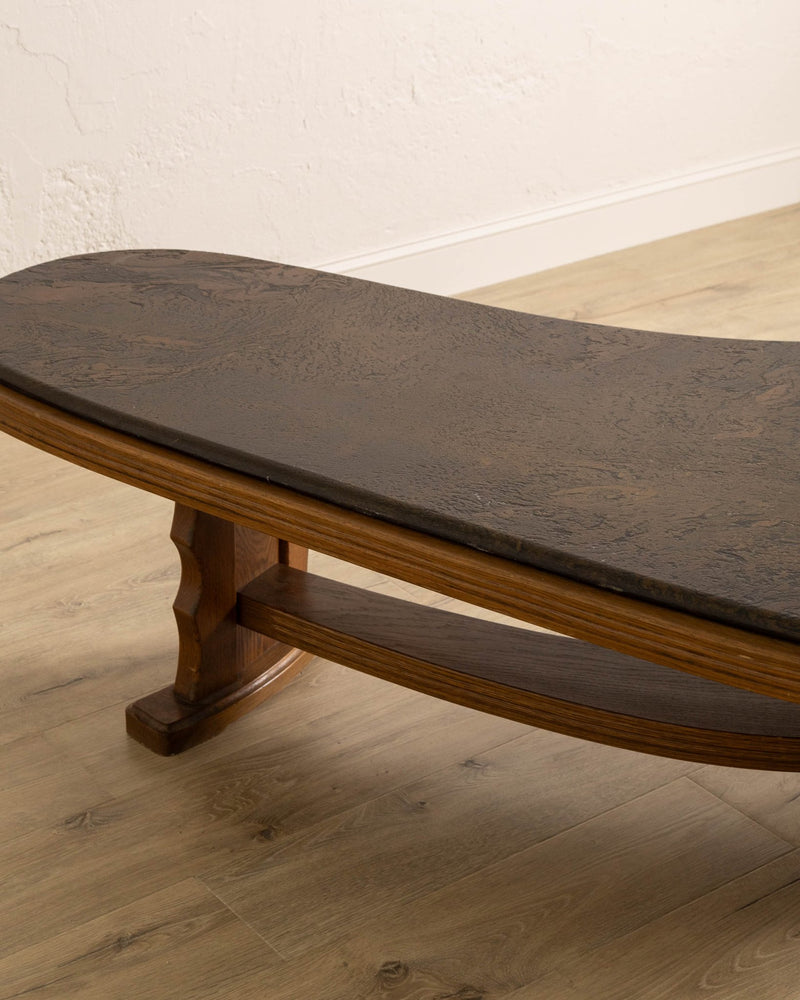 Brutalist Oak & Solid Stone Coffee Table, 1970's - Lone Fox