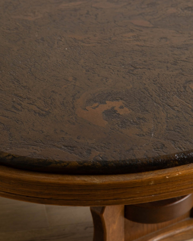 Brutalist Oak & Solid Stone Coffee Table, 1970's - Lone Fox