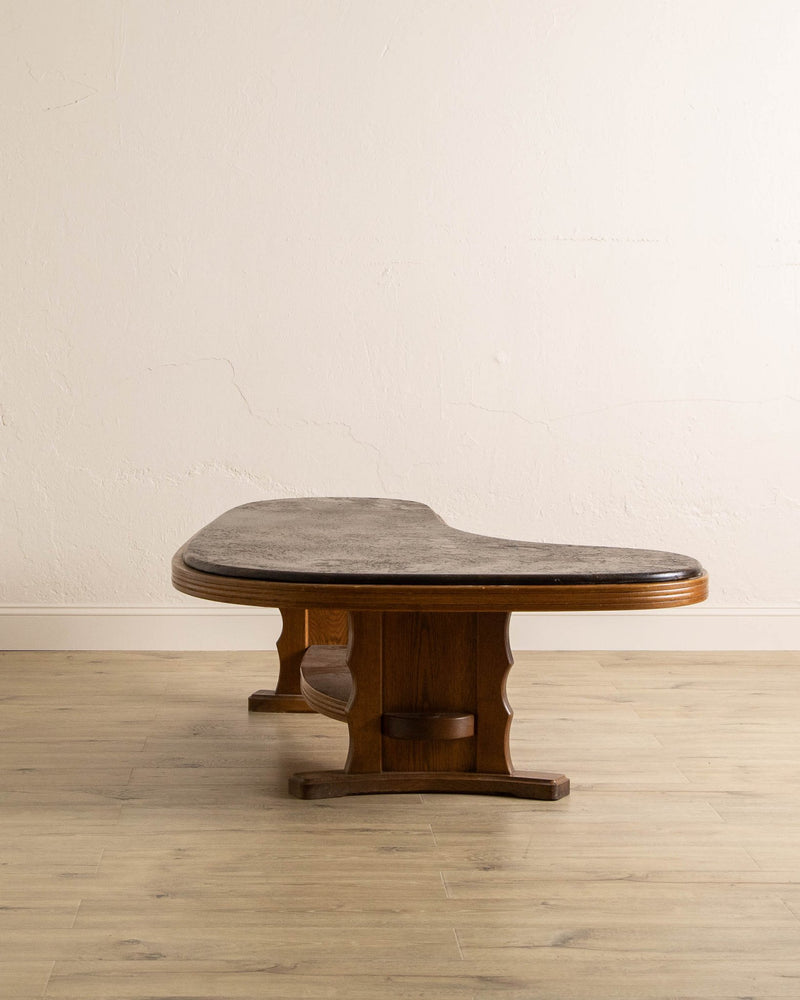 Brutalist Oak & Solid Stone Coffee Table, 1970's - Lone Fox