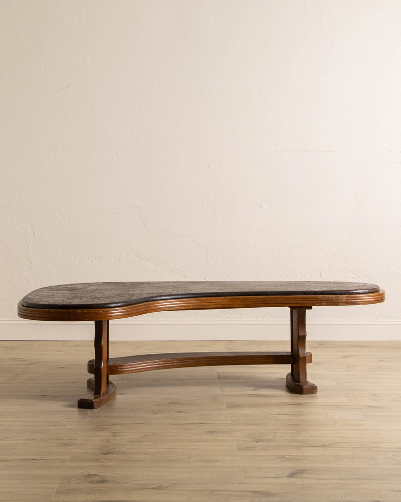 Brutalist Oak & Solid Stone Coffee Table, 1970's - Lone Fox