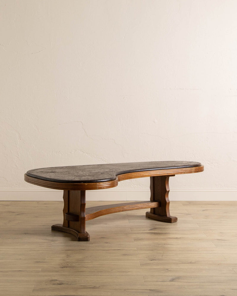 Brutalist Oak & Solid Stone Coffee Table, 1970's - Lone Fox