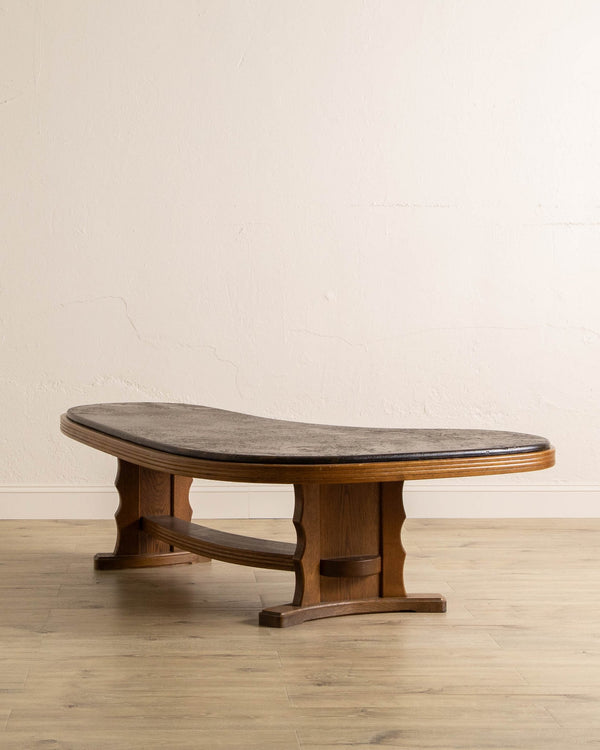 Brutalist Oak & Solid Stone Coffee Table, 1970's - Lone Fox