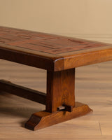 Brutalist Oak & Tile Coffee Table, Signed R. Blanchard, French, 1960s - Lone Fox