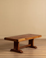 Brutalist Oak & Tile Coffee Table, Signed R. Blanchard, French, 1960s - Lone Fox