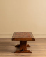 Brutalist Oak & Tile Coffee Table, Signed R. Blanchard, French, 1960s - Lone Fox