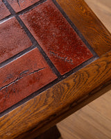 Brutalist Oak & Tile Coffee Table, Signed R. Blanchard, French, 1960s - Lone Fox