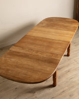 Brutalist Oak Trestle Base Expandable Dining Table, Denmark, 1970's - Lone Fox