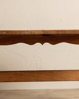 Brutalist Oak Trestle Base Expandable Dining Table, Denmark, 1970's - Lone Fox