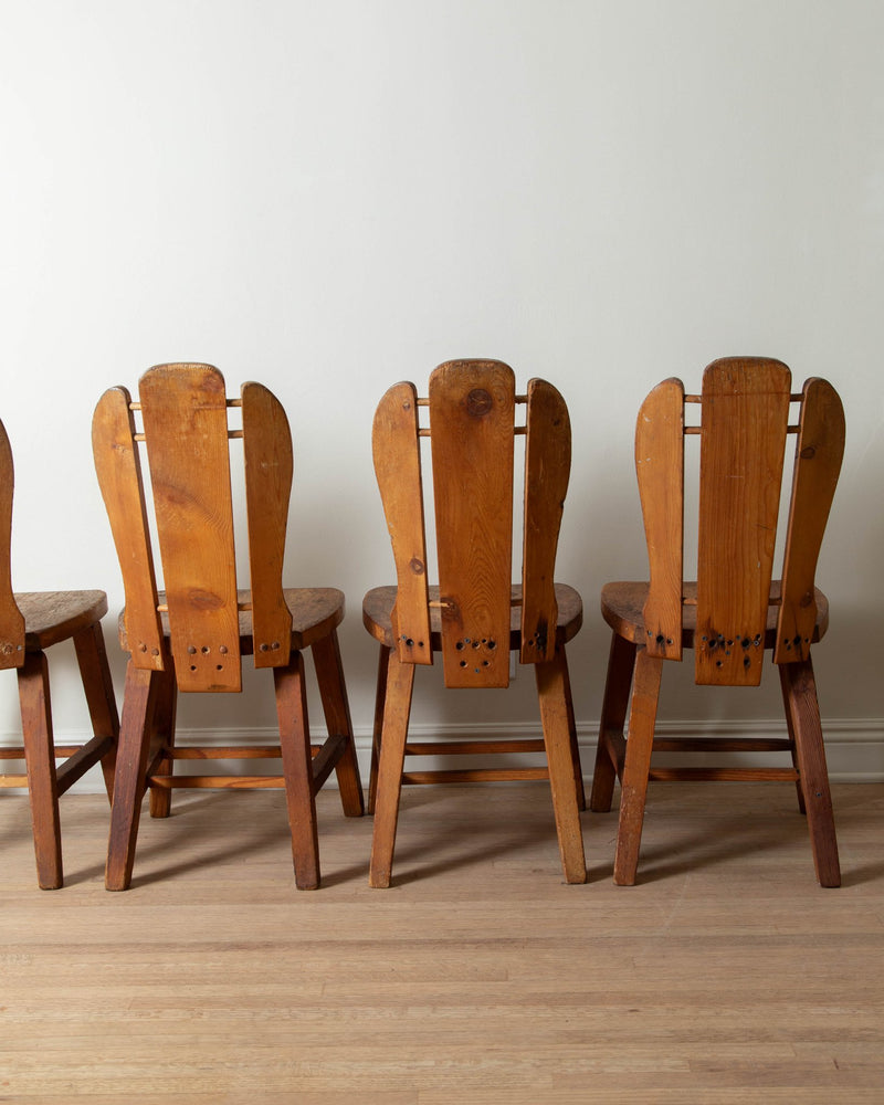 Brutalist Pine Dining Chairs (Set of 4) - Lone Fox