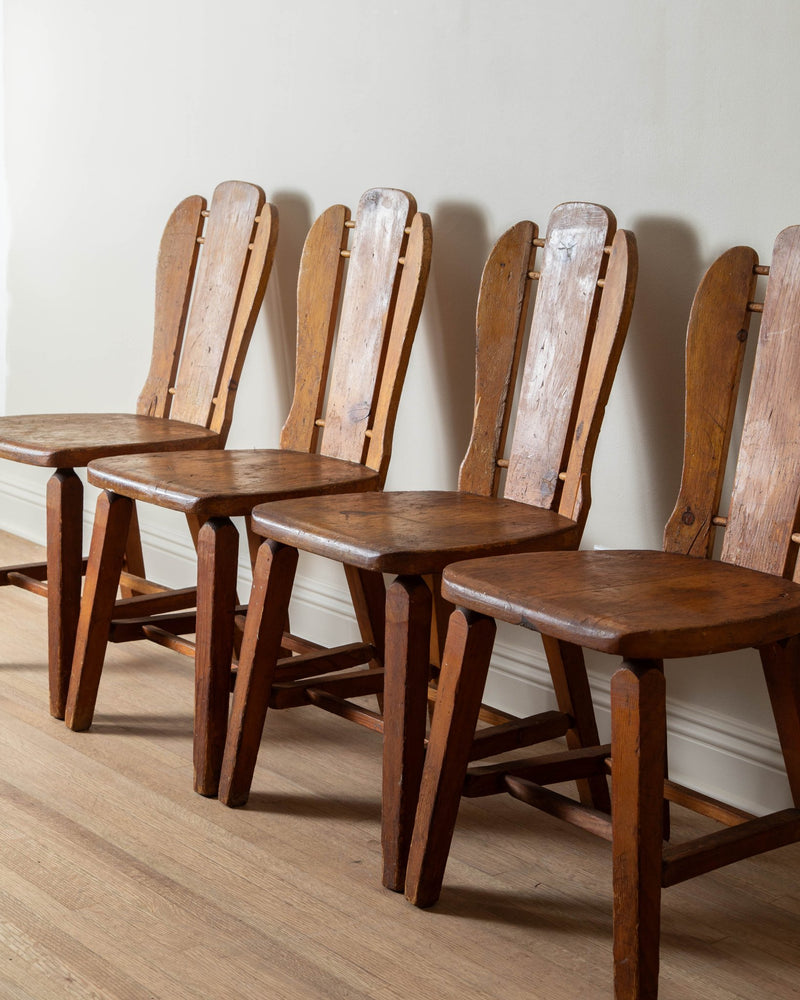 Brutalist Pine Dining Chairs (Set of 4) - Lone Fox