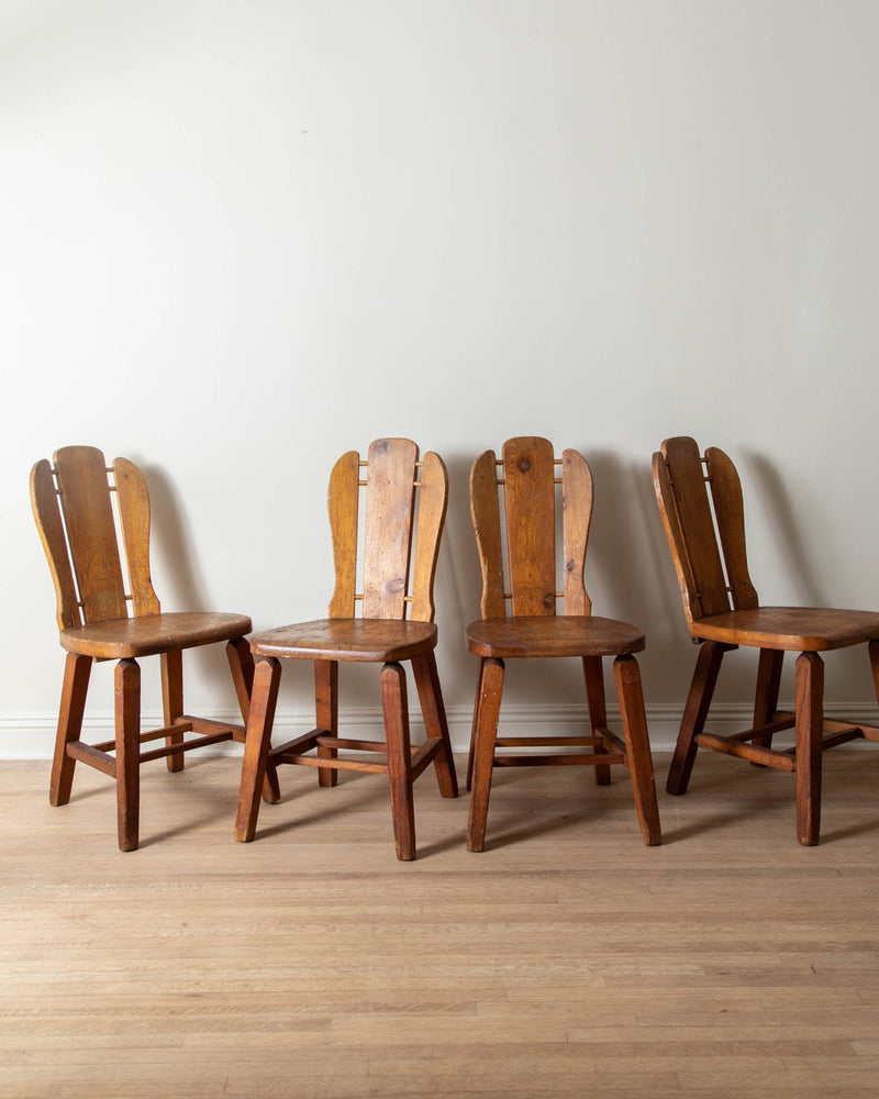 Brutalist Pine Dining Chairs (Set of 4) - Lone Fox