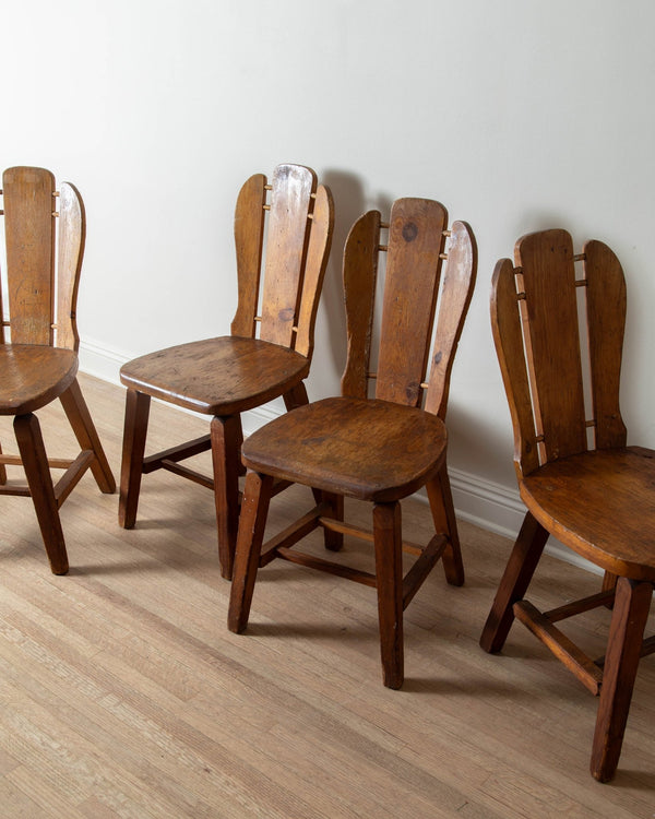 Brutalist Pine Dining Chairs (Set of 4) - Lone Fox