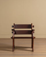 Brutalist Solid Mahogany Armchairs, Belgium, 1960's (2 Available) - Lone Fox