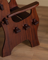 Brutalist Solid Mahogany Armchairs, Belgium, 1960's (2 Available) - Lone Fox