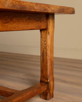 Brutalist Solid Oak 86" Farm Table, France, 1960's - Lone Fox