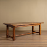 Brutalist Solid Oak 86" Farm Table, France, 1960's - Lone Fox