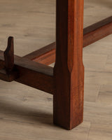 Brutalist Solid Oak Mortis & Tenon Dining Table, France, 1945 - Lone Fox