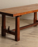 Brutalist Solid Oak Mortis & Tenon Dining Table, France, 1945 - Lone Fox