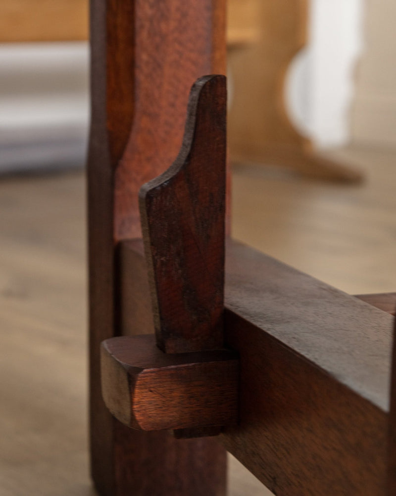 Brutalist Solid Oak Mortis & Tenon Dining Table, France, 1945 - Lone Fox
