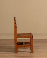 Brutalist Solid Wood Slatted Dining Chair, France, 20th Century (2 Available) - Lone Fox