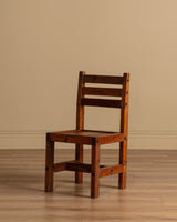 Brutalist Solid Wood Slatted Dining Chair, France, 20th Century (2 Available) - Lone Fox