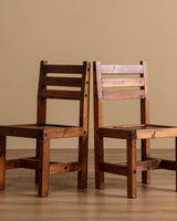 Brutalist Solid Wood Slatted Dining Chair, France, 20th Century (2 Available) - Lone Fox