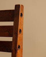 Brutalist Solid Wood Slatted Dining Chair, France, 20th Century (2 Available) - Lone Fox