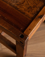 Brutalist Solid Wood Slatted Dining Chair, France, 20th Century (2 Available) - Lone Fox
