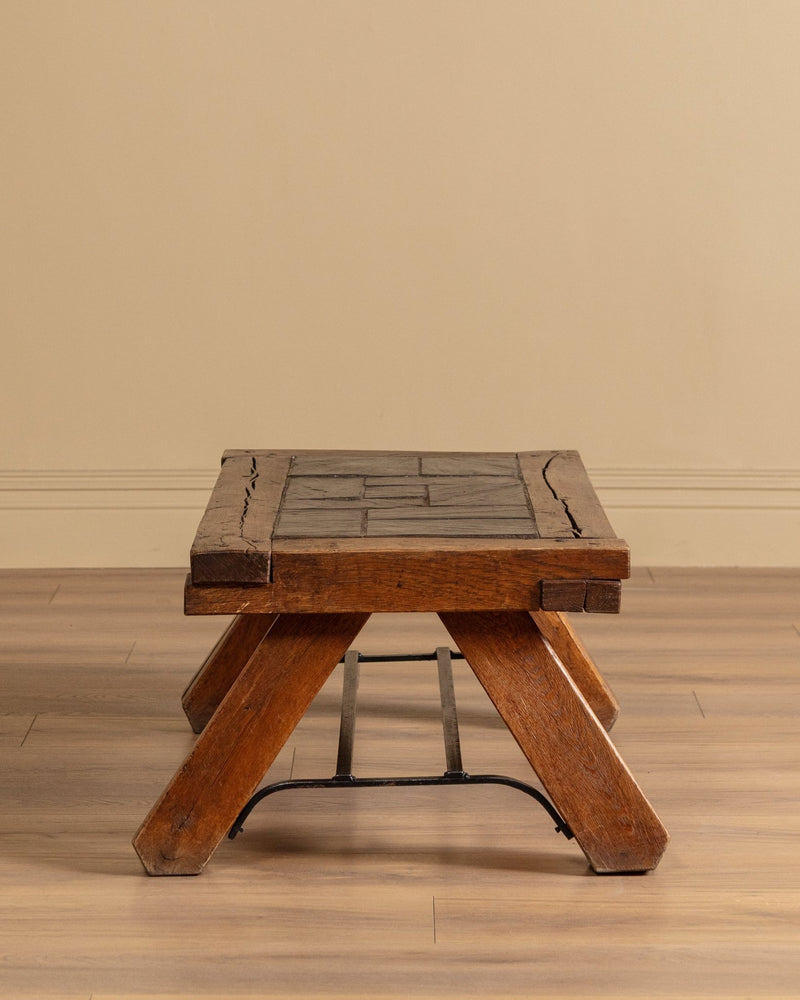 Brutalist Wood & Slate Coffee Table, Belgium, 1960's – Lone Fox